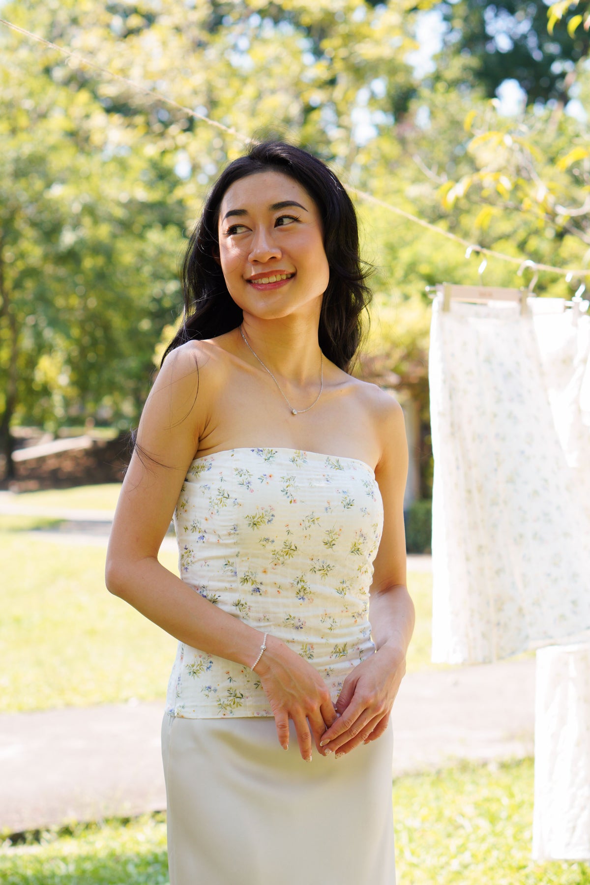 Fiora Floral Padded Tube Top by Bash in Spring Whispers