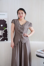 Noria Ruffles 2 Piece Skirt Set in Khaki