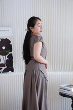 Noria Ruffles 2 Piece Skirt Set in Khaki