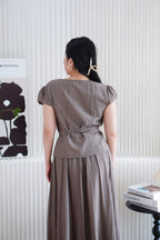 Noria Ruffles 2 Piece Skirt Set in Khaki