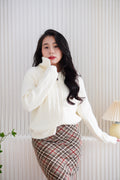Quincy Knit Zipper Sweater in Cream