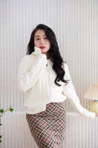 Quincy Knit Zipper Sweater in Cream