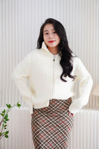 Quincy Knit Zipper Sweater in Cream