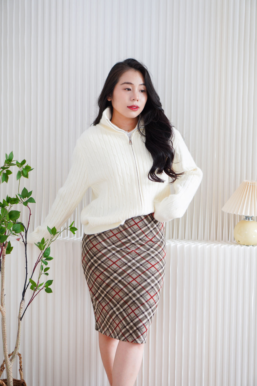 Quincy Knit Zipper Sweater in Cream