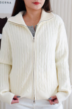 Quincy Knit Zipper Sweater in Cream