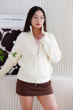Quincy Knit Zipper Sweater in Cream