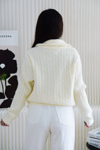 Quincy Knit Zipper Sweater in Cream