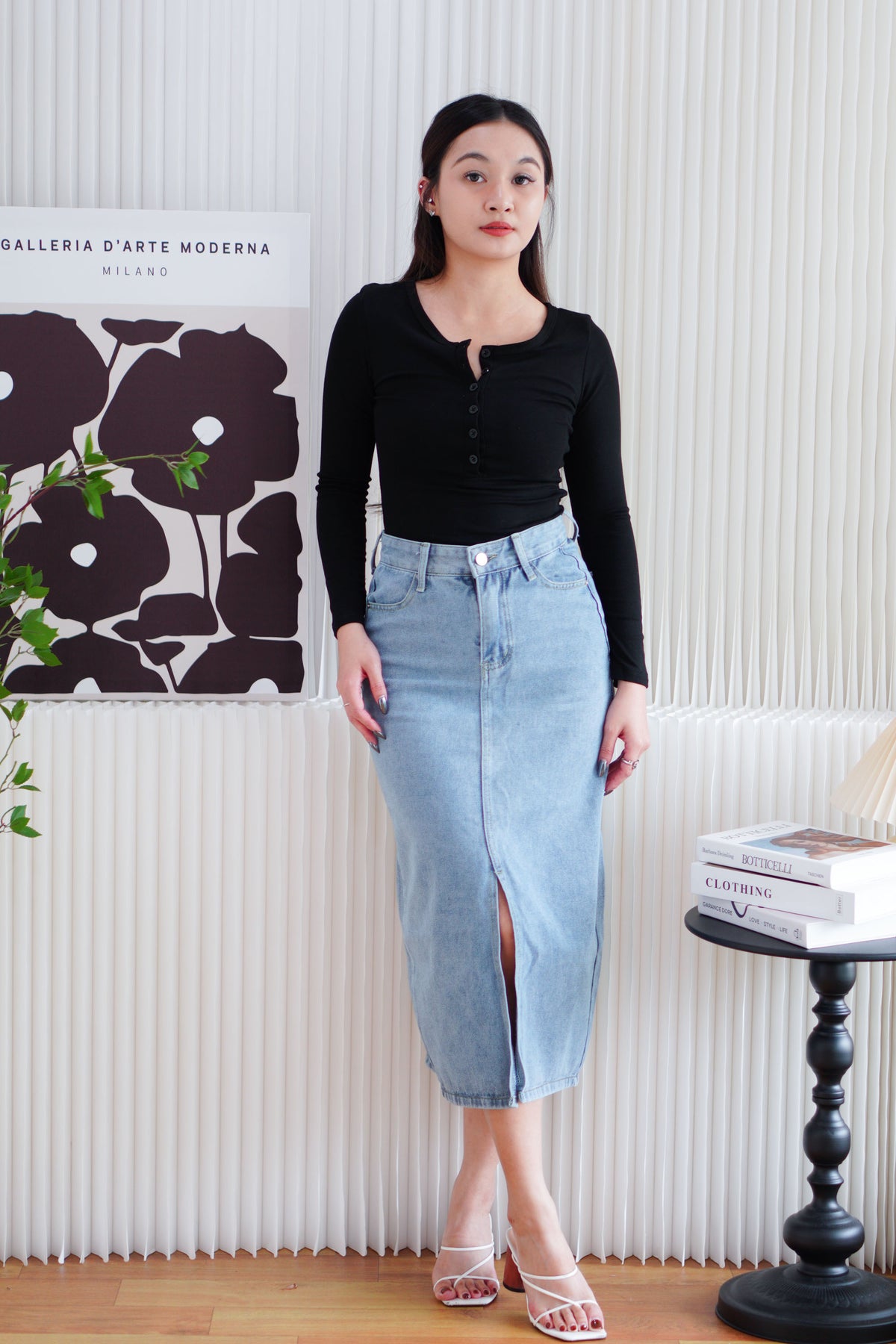 Ellis Button Down Long Sleeve Top in Black