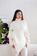 Monroe Oversized Knit Asymmetrical Sweater in Cream