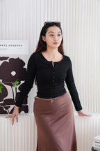 Ellis Button Down Long Sleeve Top in Black