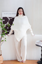 Monroe Oversized Knit Asymmetrical Sweater in Cream