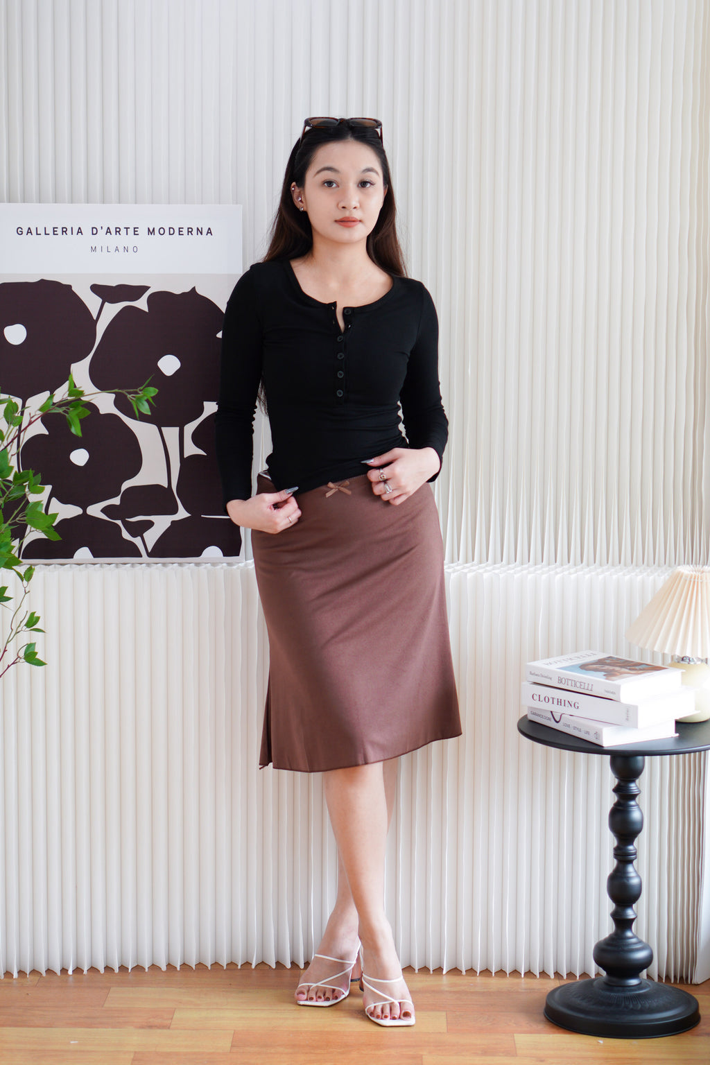 Ellis Button Down Long Sleeve Top in Black