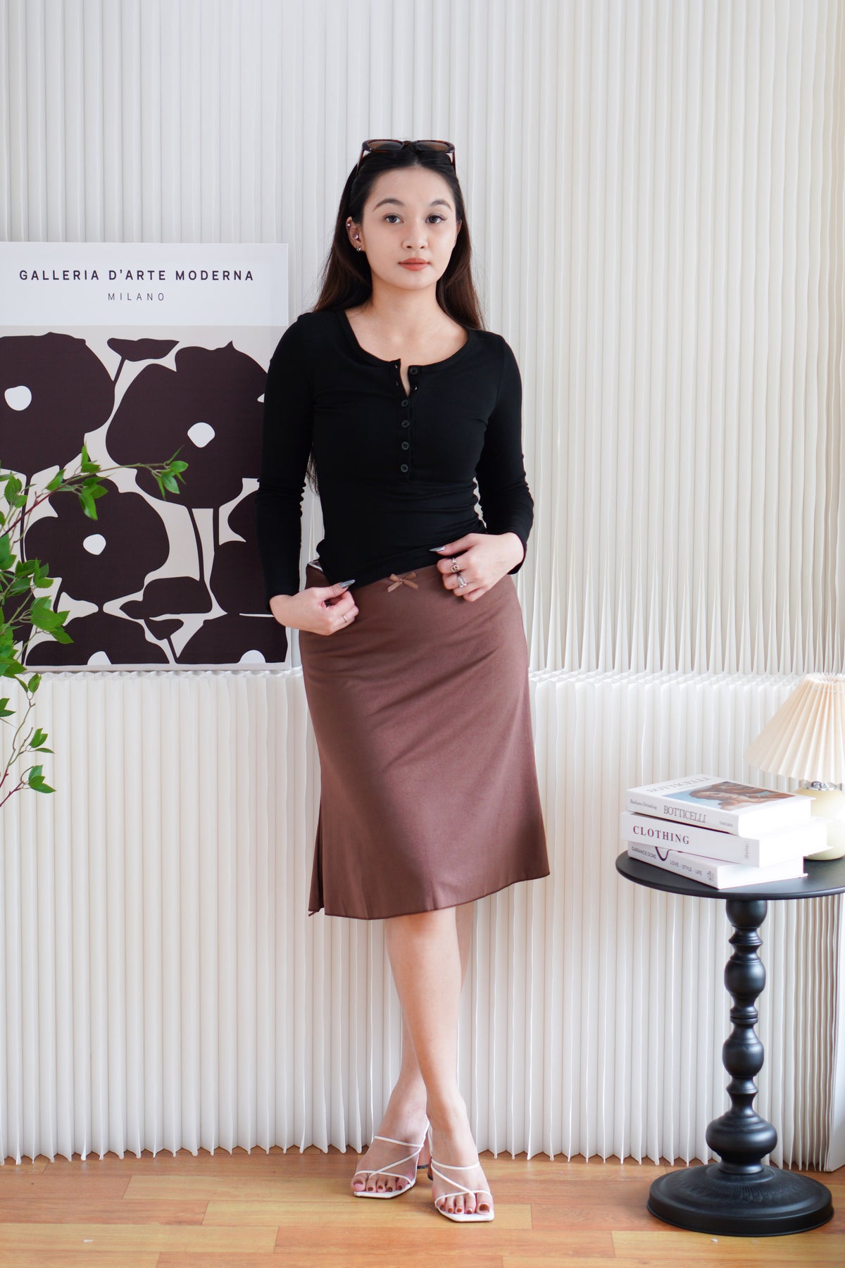 Ellis Button Down Long Sleeve Top in Black