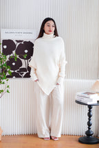 Monroe Oversized Knit Asymmetrical Sweater in Cream