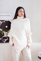Monroe Oversized Knit Asymmetrical Sweater in Cream