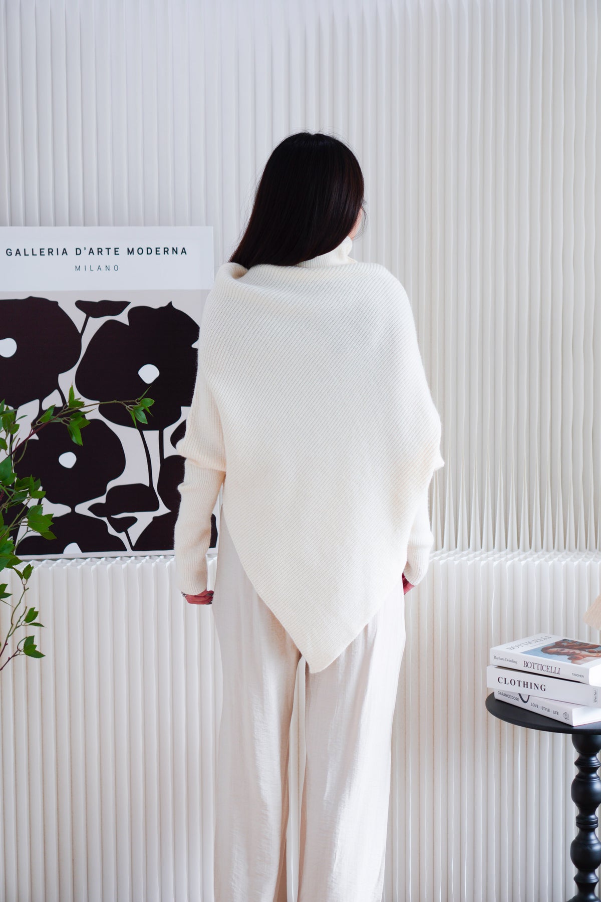Monroe Oversized Knit Asymmetrical Sweater in Cream
