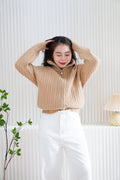 Quincy Knit Zipper Sweater in Khaki