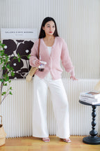 Ashby Oversized Knit Cardigan in Pink