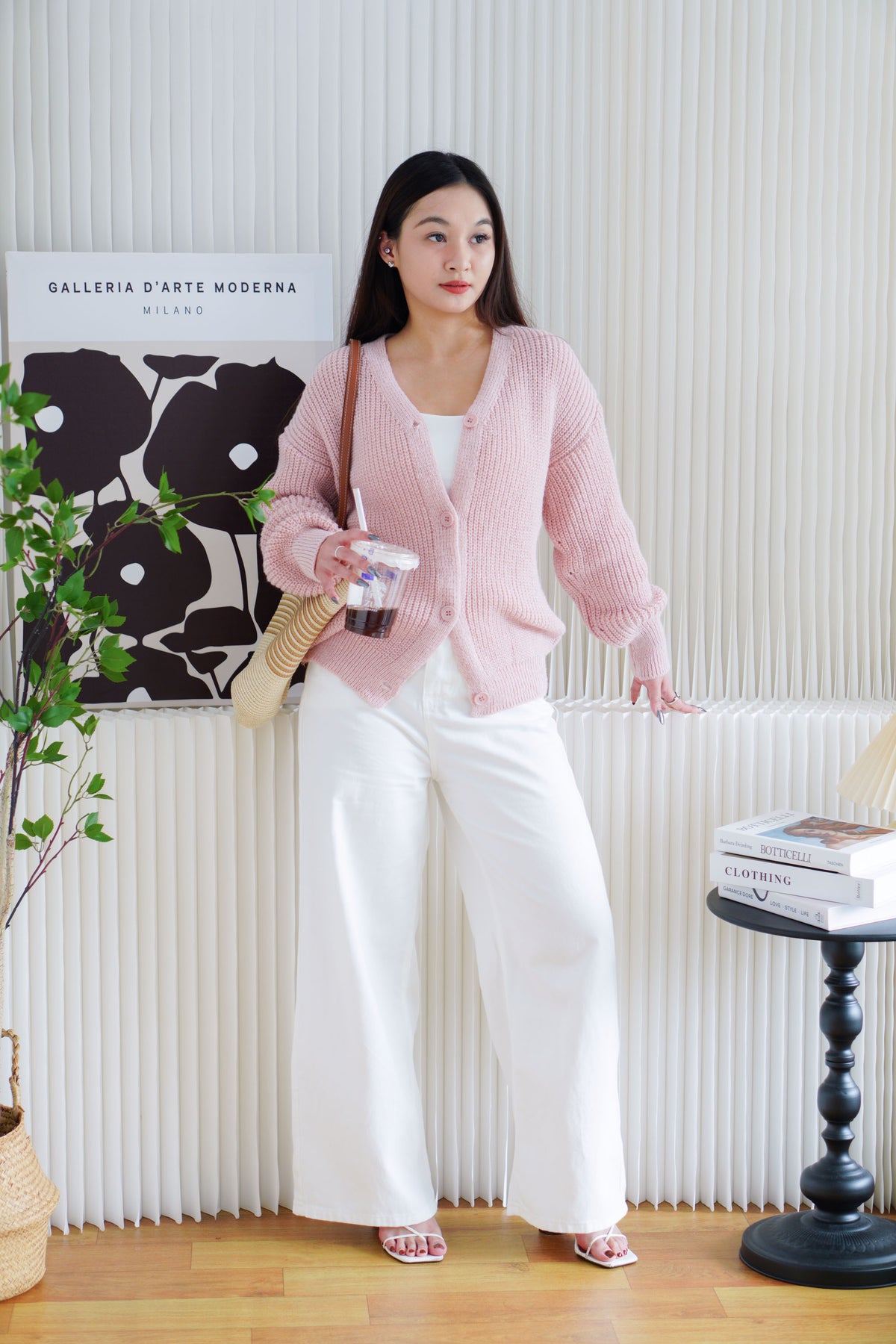 Ashby Oversized Knit Cardigan in Pink