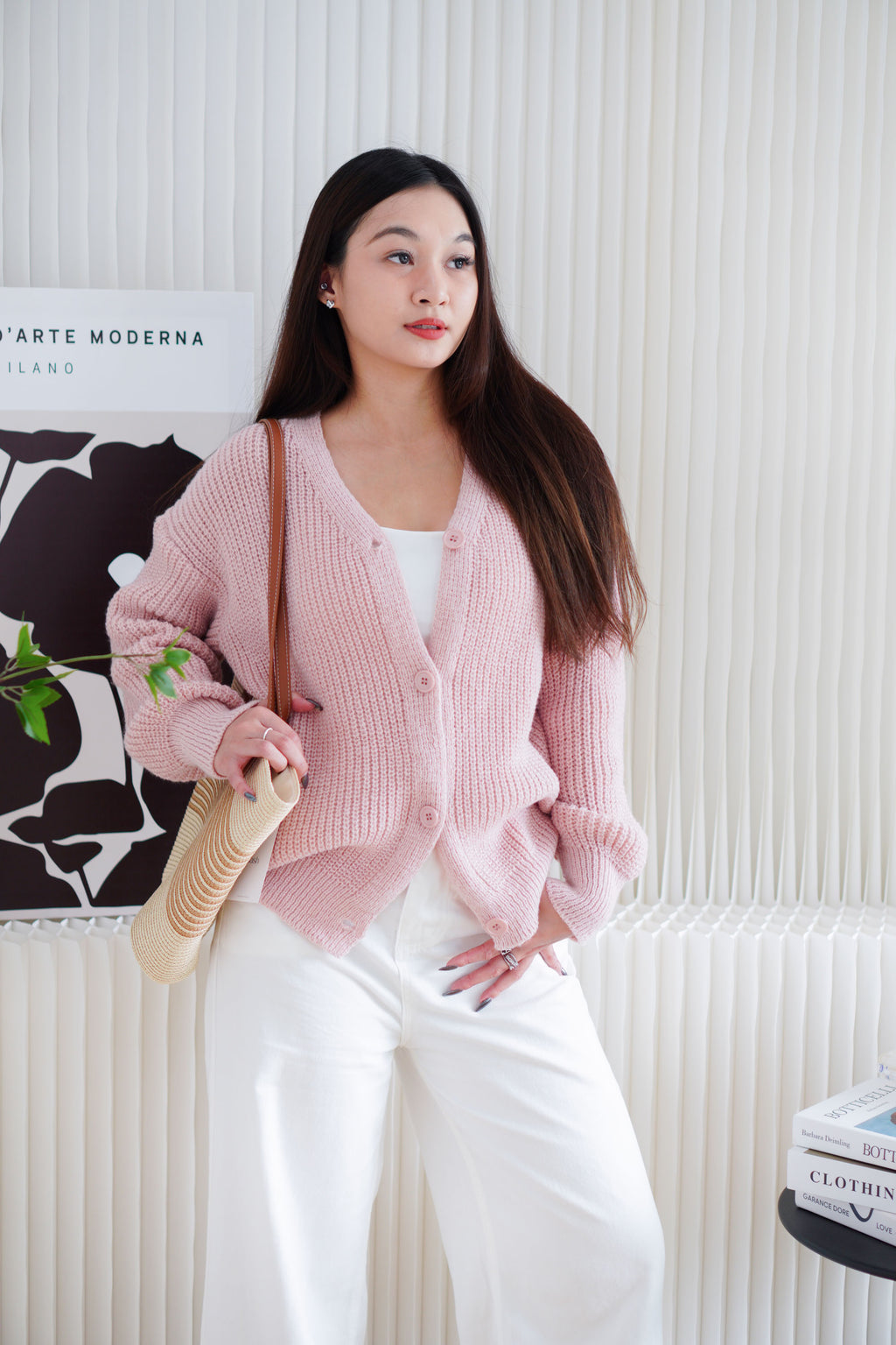 Ashby Oversized Knit Cardigan in Pink