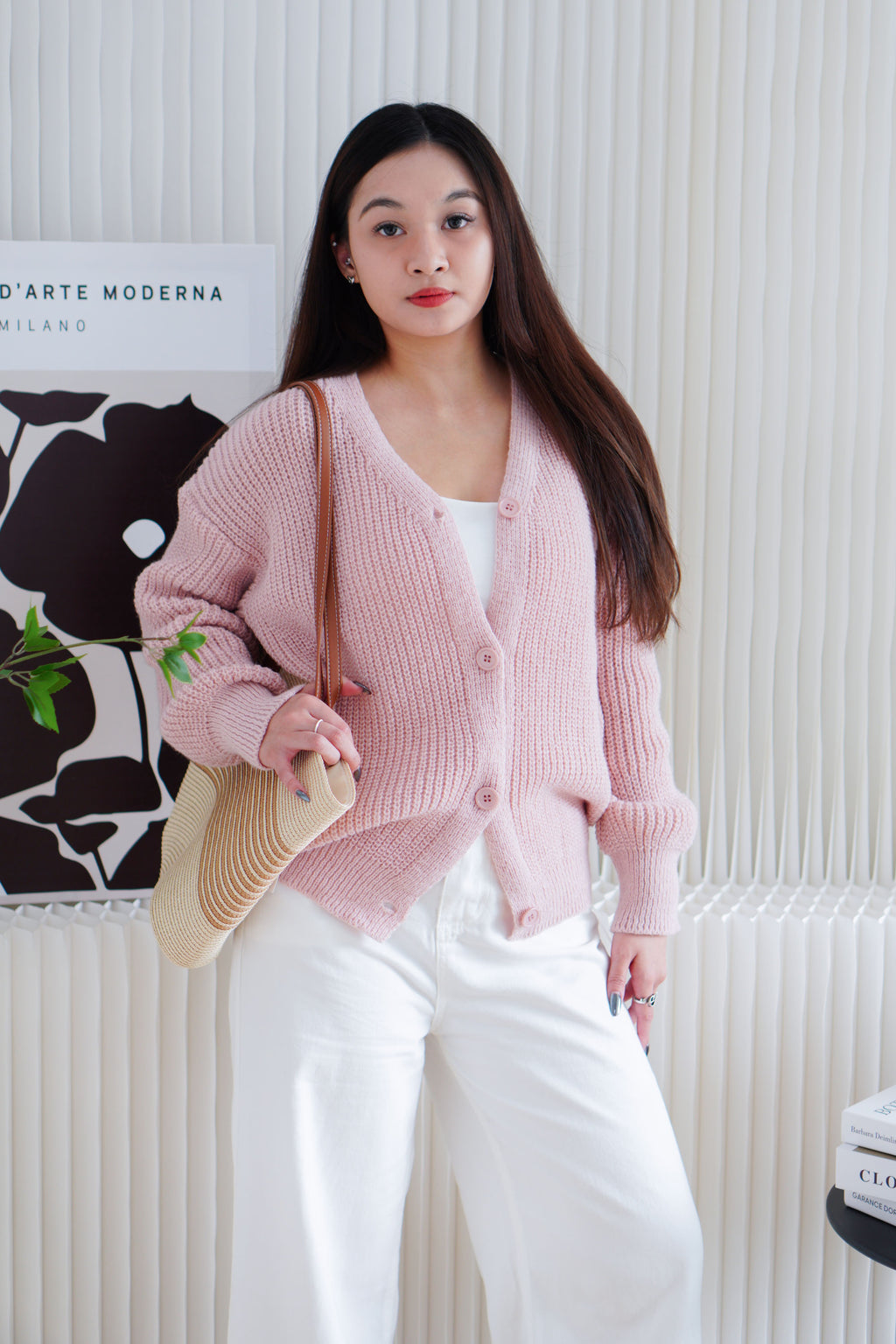 Ashby Oversized Knit Cardigan in Pink