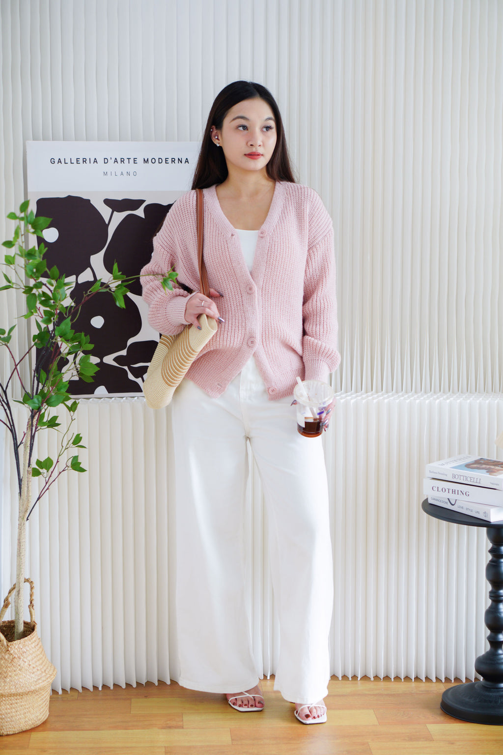 Ashby Oversized Knit Cardigan in Pink