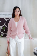 Ashby Oversized Knit Cardigan in Pink