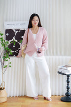 Ashby Oversized Knit Cardigan in Pink