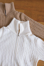 Quincy Knit Zipper Sweater in Khaki