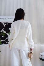 Ashby Oversized Knit Cardigan in White