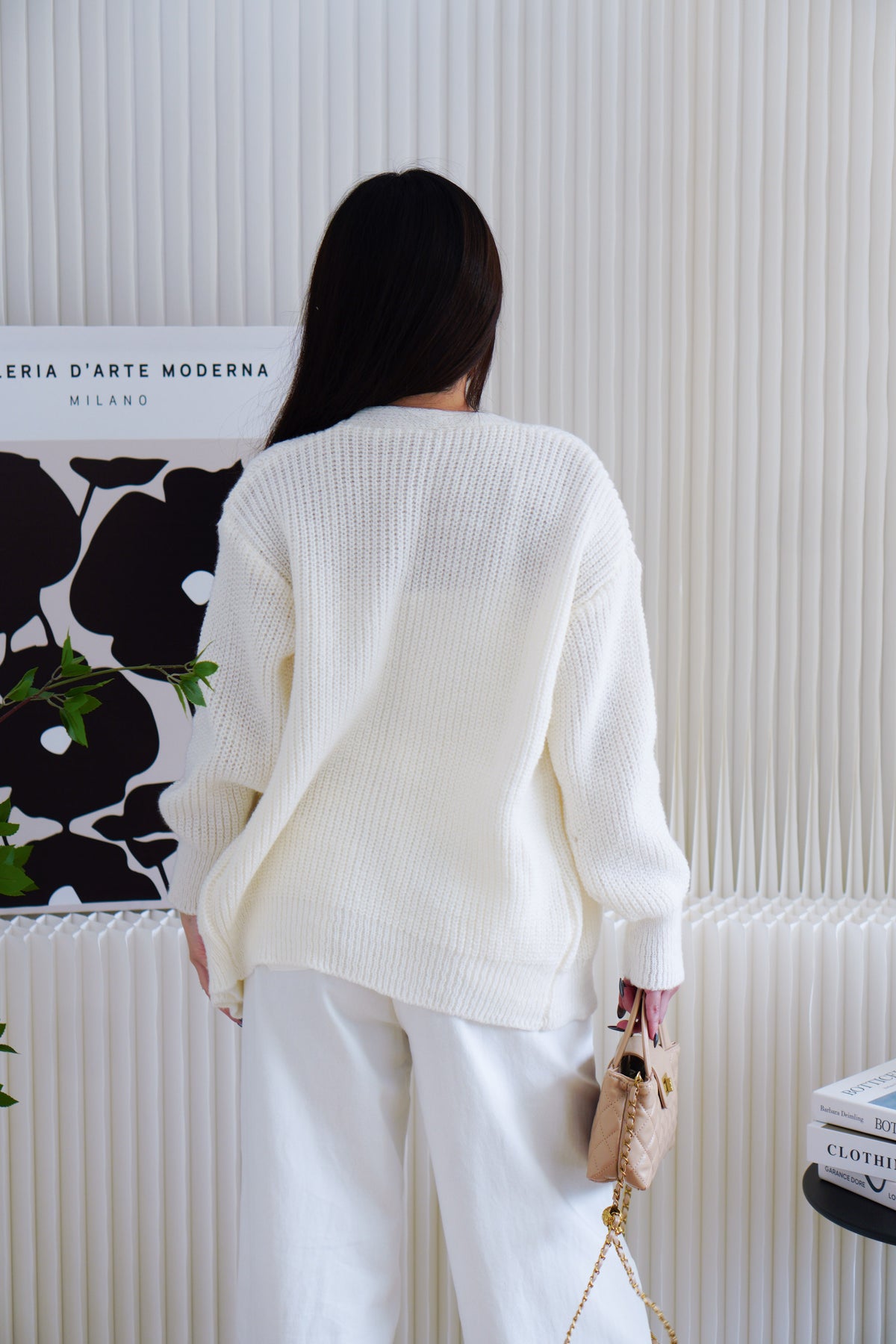 Ashby Oversized Knit Cardigan in White