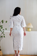 Mian Mid Sleeves Floral Maxi Cheongsam in White