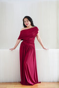 Tova Drape Toga Maxi Dress in Red
