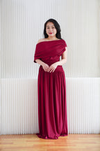 Tova Drape Toga Maxi Dress in Red