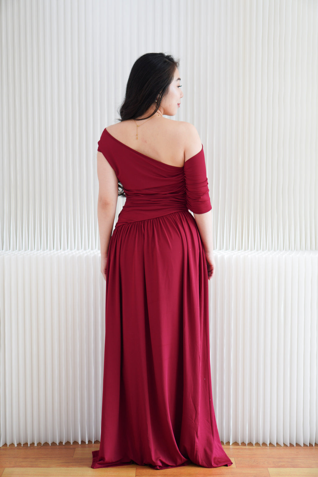 Tova Drape Toga Maxi Dress in Red