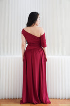 Tova Drape Toga Maxi Dress in Red