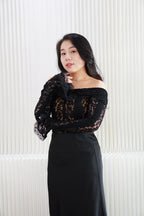 (Premium) Thaleessi Lace Off Shoulder Top in Black