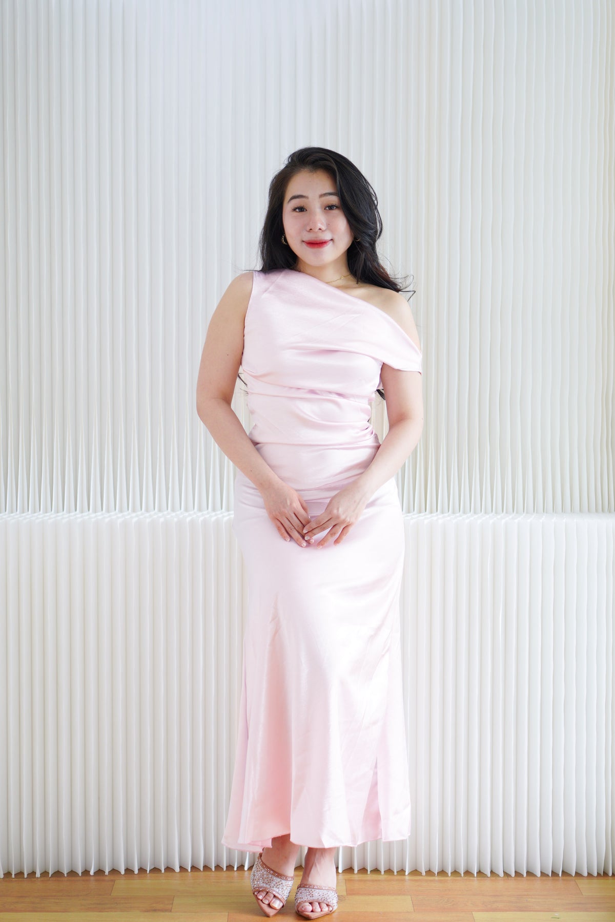 Anerlly Satin Toga Dress in Pink