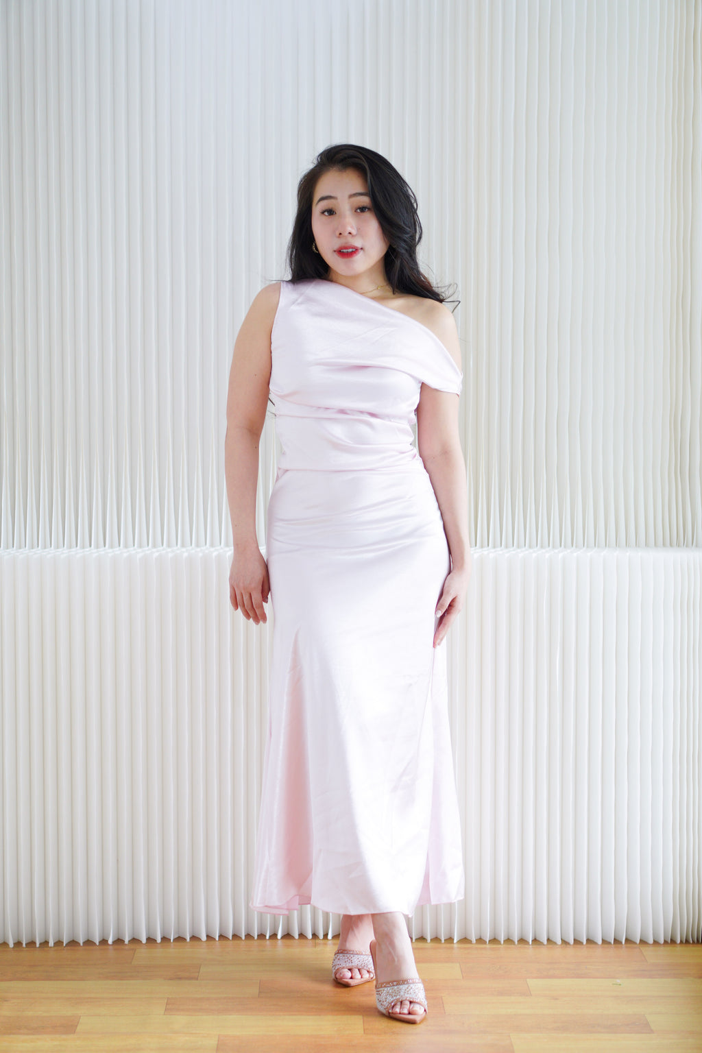 Anerlly Satin Toga Dress in Pink