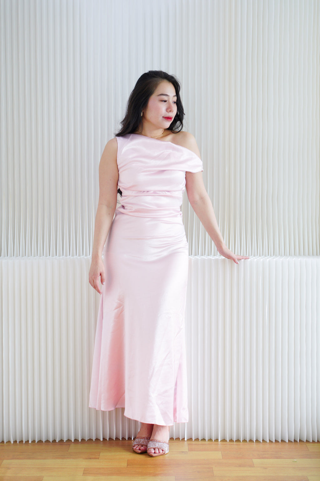Anerlly Satin Toga Dress in Pink