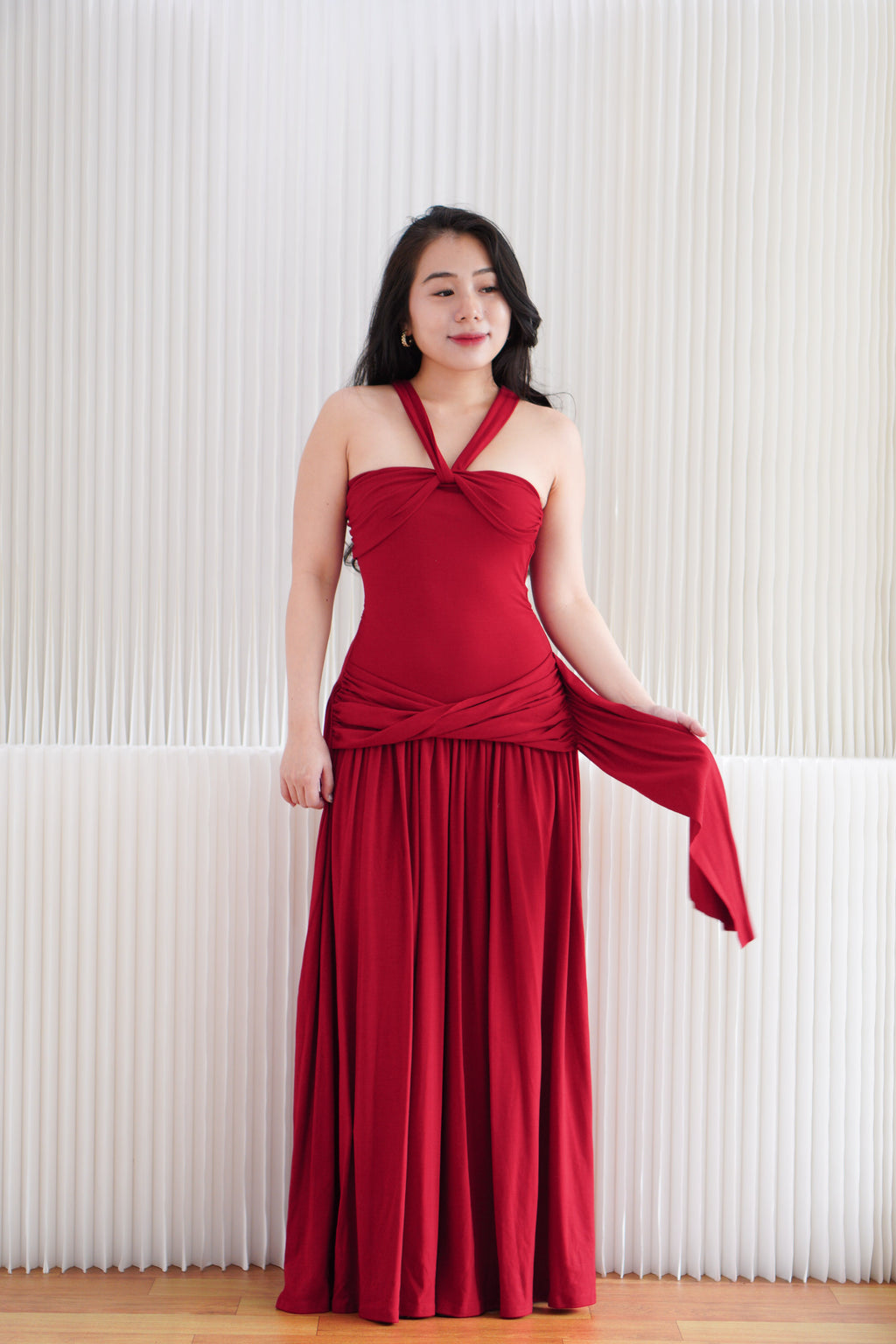 Sabelle 2 Way Maxi Dress in Red