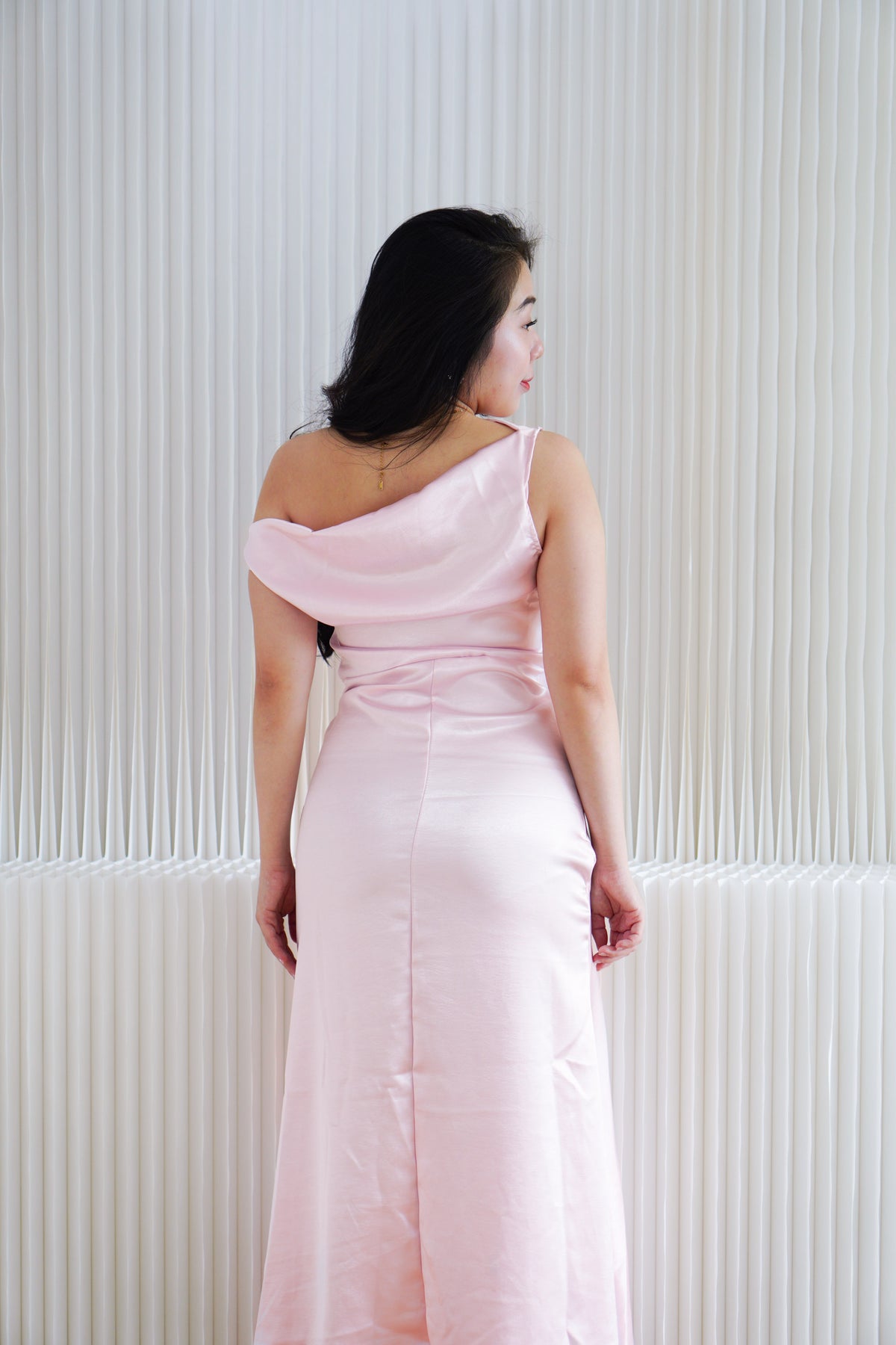 Anerlly Satin Toga Dress in Pink