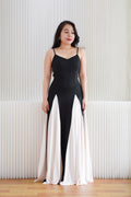 Dessa Colour Block Flowy Maxi Dress in Black and White