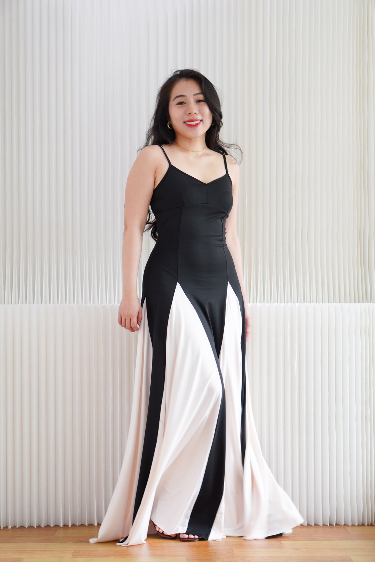 Dessa Colour Block Flowy Maxi Dress in Black and White