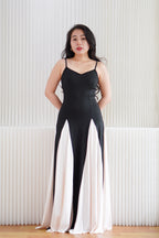 Dessa Colour Block Flowy Maxi Dress in Black and White