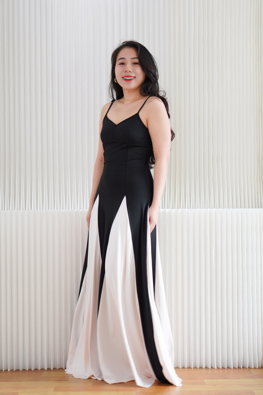 Dessa Colour Block Flowy Maxi Dress in Black and White