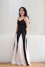 Dessa Colour Block Flowy Maxi Dress in Black and White
