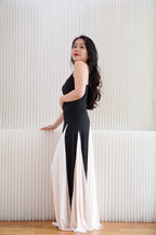 Dessa Colour Block Flowy Maxi Dress in Black and White