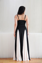 Dessa Colour Block Flowy Maxi Dress in Black and White