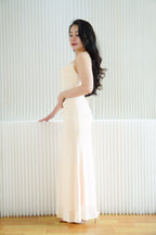 Astri Cowl Neck Mesh Bodycon Maxi Dress in Cream
